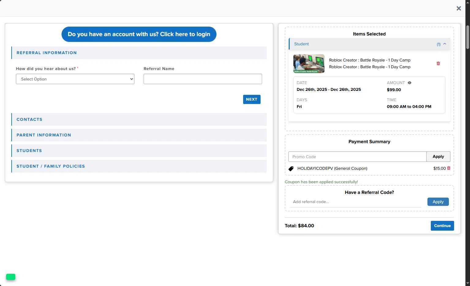 iCodeSchool checkout page showing iCodeSchool promo code box | Screenshot taken by SimplyCodes community member on Dec 12, 2025