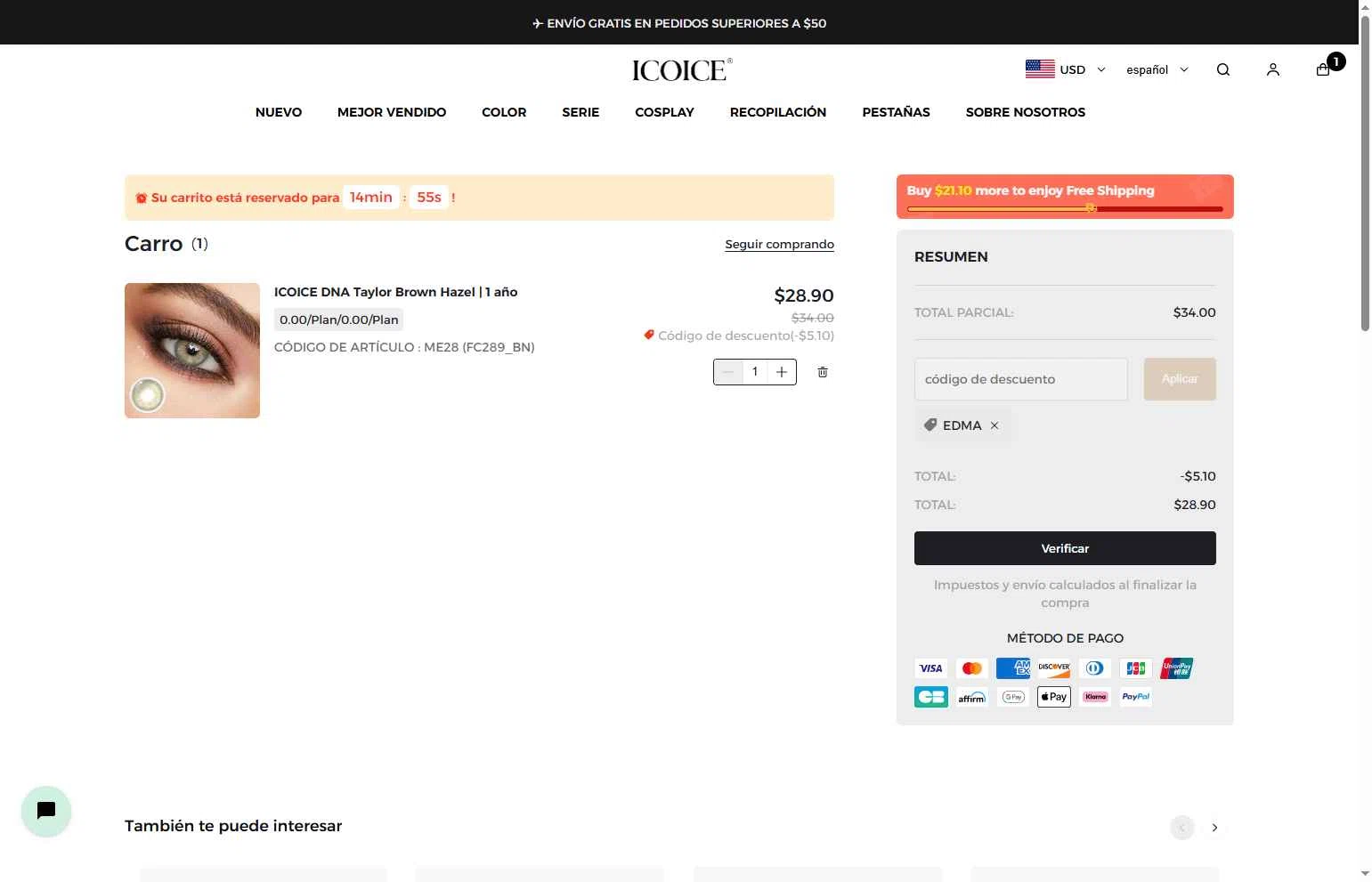 ICOICE checkout page showing ICOICE coupon code box | Screenshot taken by SimplyCodes community member on Jan 26, 2026