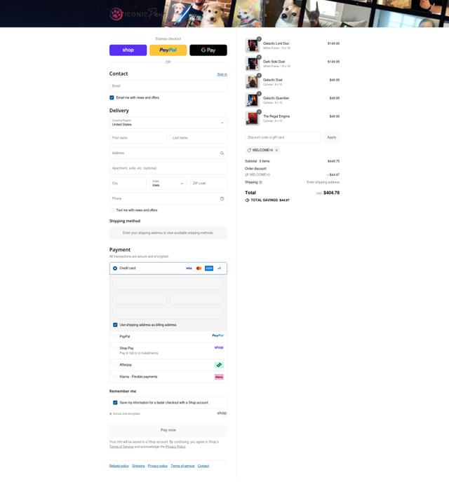 Iconic Paw checkout page showing Iconic Paw discount code box | Screenshot taken by SimplyCodes community member on Sep 12, 2025