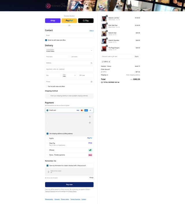 Iconic Paw checkout page showing Iconic Paw discount code box | Screenshot taken by SimplyCodes community member on Sep 12, 2025