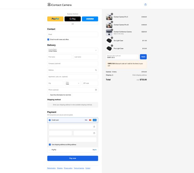 iContact Camera checkout page showing iContact Camera discount code box | Screenshot taken by SimplyCodes community member on Sep 8, 2025