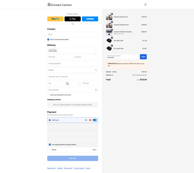 iContact Camera checkout page showing iContact Camera discount code box | Screenshot taken by SimplyCodes community member on Sep 8, 2025