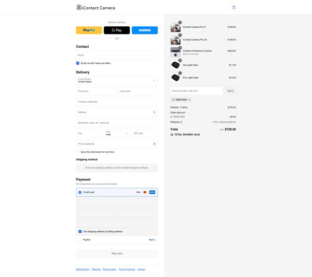 iContact Camera checkout page showing iContact Camera discount code box | Screenshot taken by SimplyCodes community member on Sep 3, 2025