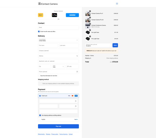 iContact Camera checkout page showing iContact Camera discount code box | Screenshot taken by SimplyCodes community member on Sep 8, 2025