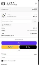 ICOSA Brewhouse coupon verification screenshot