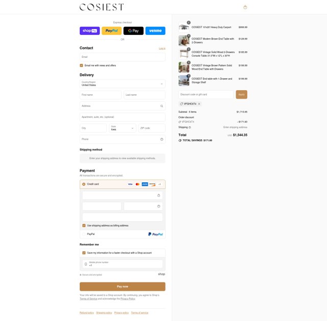 Cosiest checkout page showing Cosiest discount code box | Screenshot taken by SimplyCodes community member on Jul 14, 2025