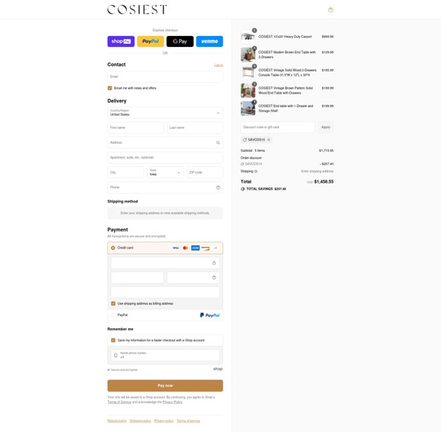 Cosiest checkout page showing Cosiest discount code box | Screenshot taken by SimplyCodes community member on Jul 19, 2025