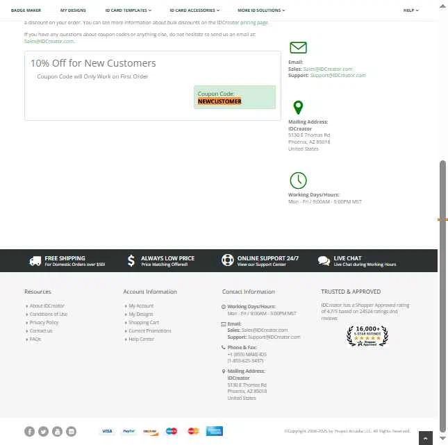IDCreator.com checkout page showing IDCreator.com discount code box | Screenshot taken by SimplyCodes community member on Jun 9, 2025