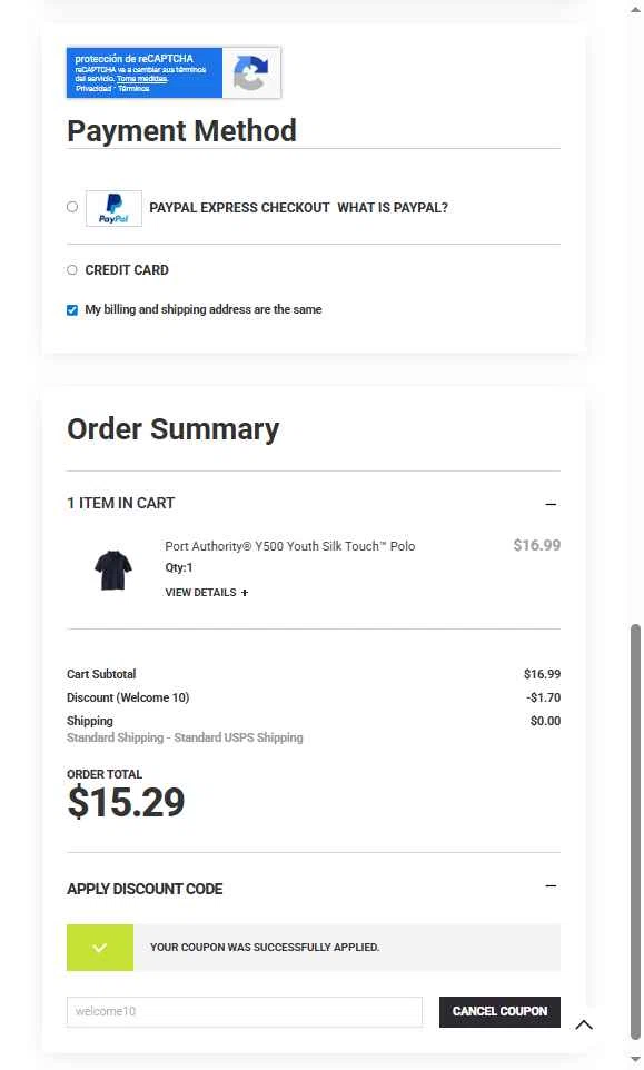Ideal Uniform checkout page showing Ideal Uniform discount code box | Screenshot taken by SimplyCodes community member on Nov 25, 2025