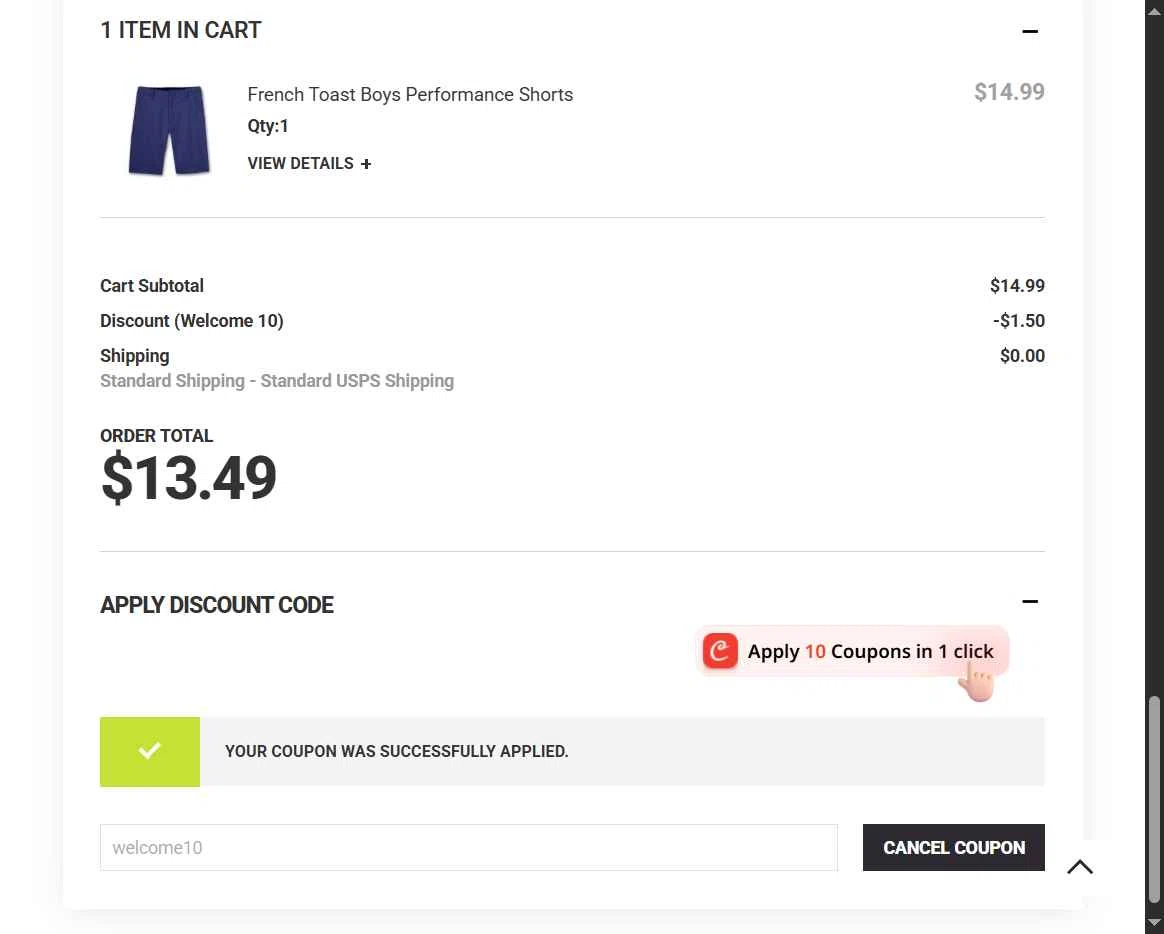 Ideal Uniform checkout page showing Ideal Uniform discount code box | Screenshot taken by SimplyCodes community member on Sep 28, 2025