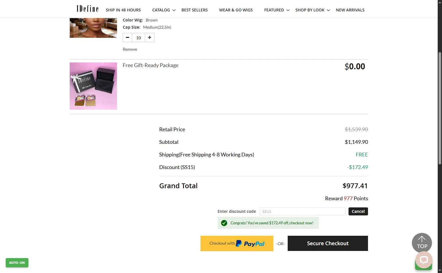 IDefine checkout page showing IDefine promo code box | Screenshot taken by SimplyCodes community member on Dec 27, 2025