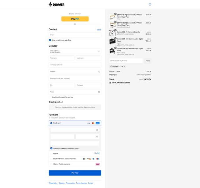 Donner checkout page showing Donner discount code box | Screenshot taken by SimplyCodes community member on Sep 15, 2025