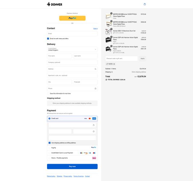 Donner checkout page showing Donner discount code box | Screenshot taken by SimplyCodes community member on Sep 15, 2025