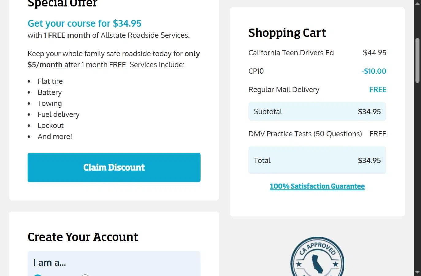 I Drive Safely checkout page showing I Drive Safely promo code box | Screenshot taken by SimplyCodes community member on Jan 21, 2026