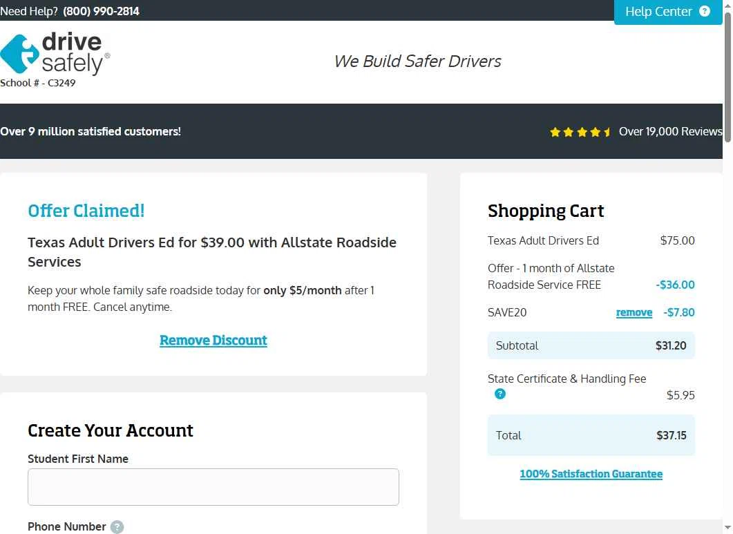 I Drive Safely checkout page showing I Drive Safely promo code box | Screenshot taken by SimplyCodes community member on Feb 1, 2026