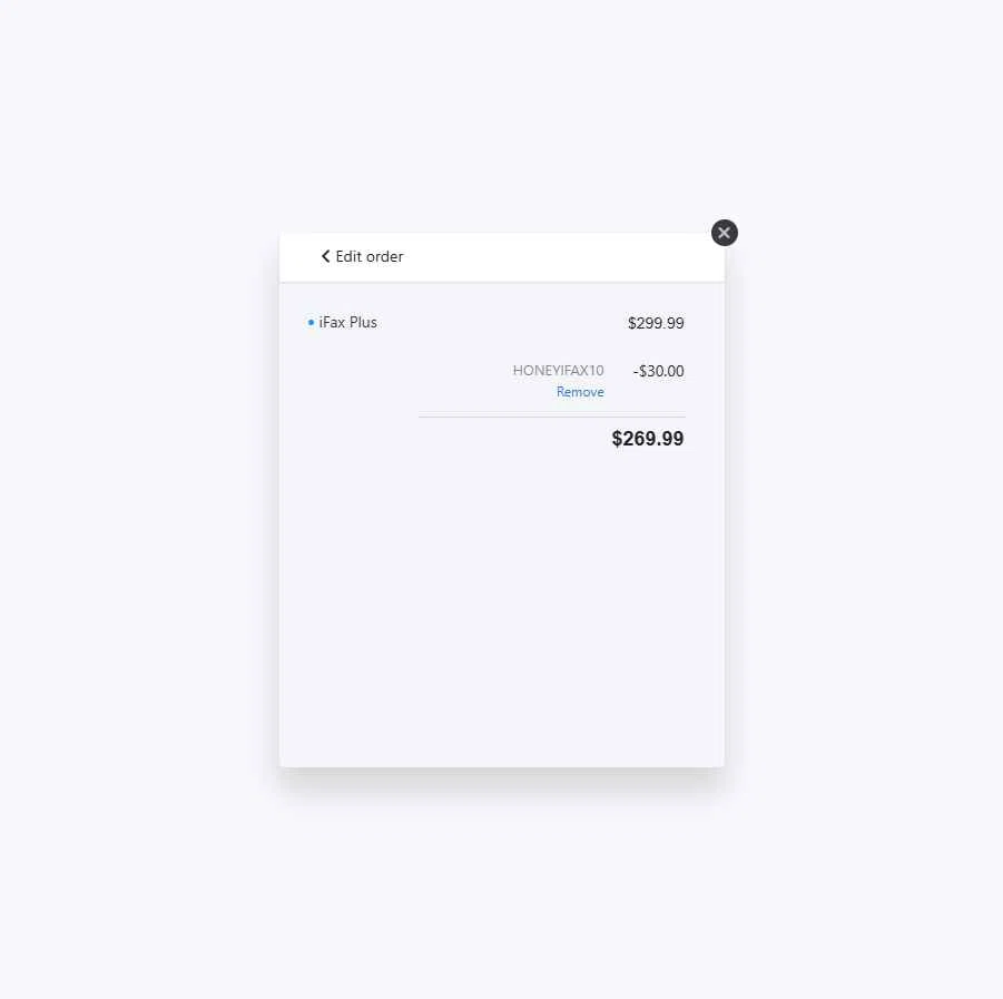 I Fax App checkout page showing I Fax App promo code box | Screenshot taken by SimplyCodes community member on Nov 3, 2025