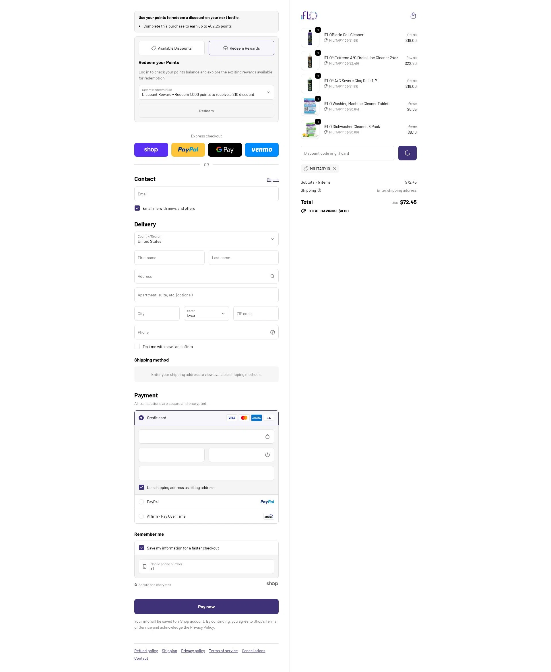 iFLO checkout page showing iFLO discount code box | Screenshot taken by SimplyCodes community member on Jan 28, 2026