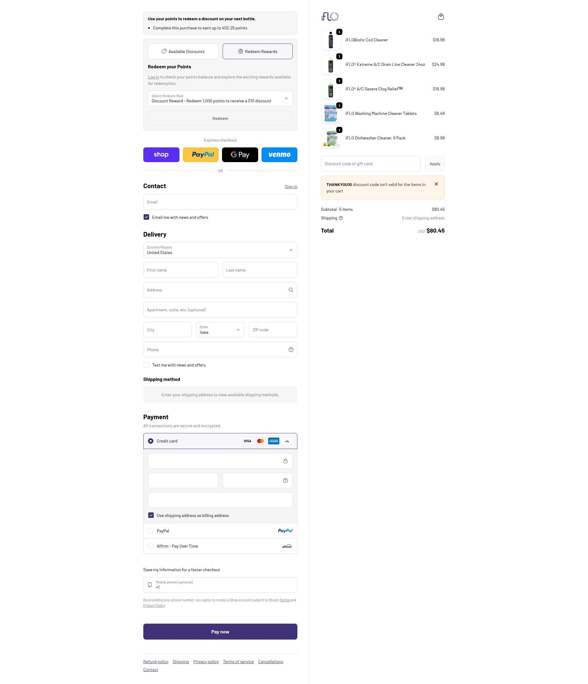 iFLO checkout page showing iFLO discount code box | Screenshot taken by SimplyCodes community member on Feb 1, 2026