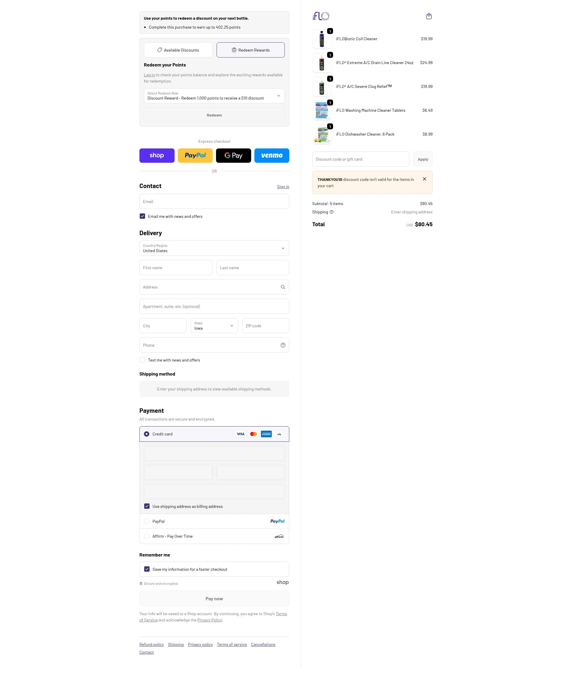 iFLO checkout page showing iFLO discount code box | Screenshot taken by SimplyCodes community member on Jan 13, 2026