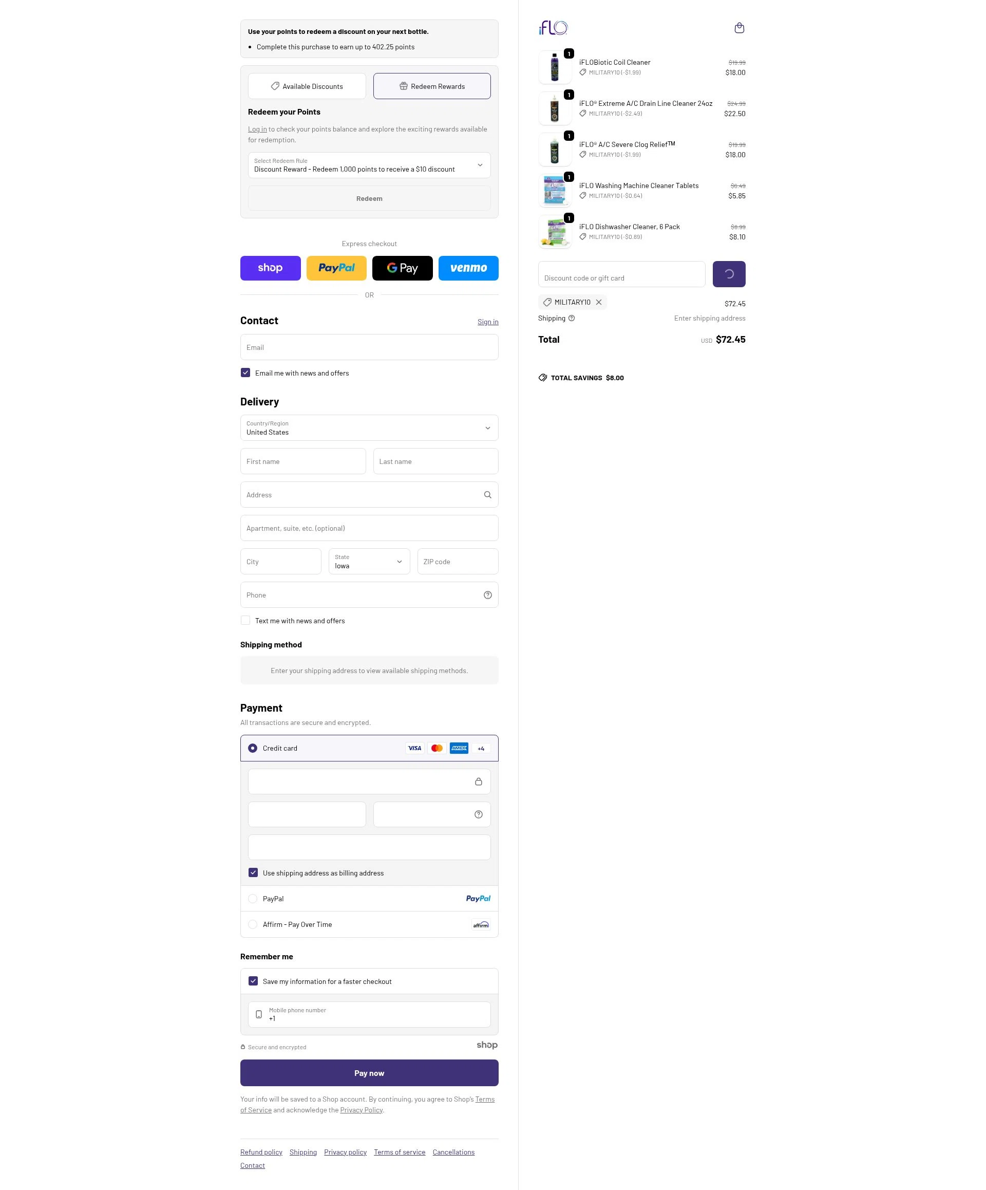 iFLO checkout page showing iFLO discount code box | Screenshot taken by SimplyCodes community member on Jan 13, 2026