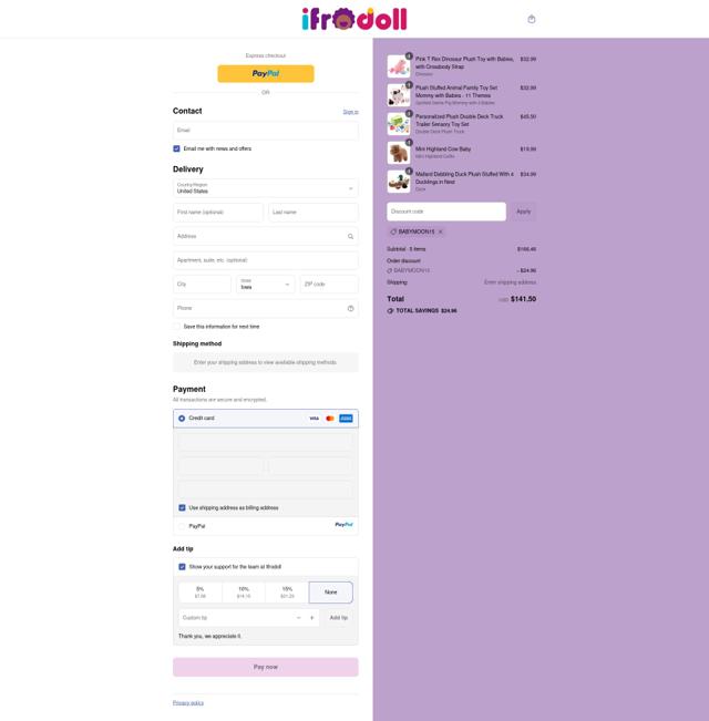 iFrodoll checkout page showing iFrodoll discount code box | Screenshot taken by SimplyCodes community member on Sep 16, 2025