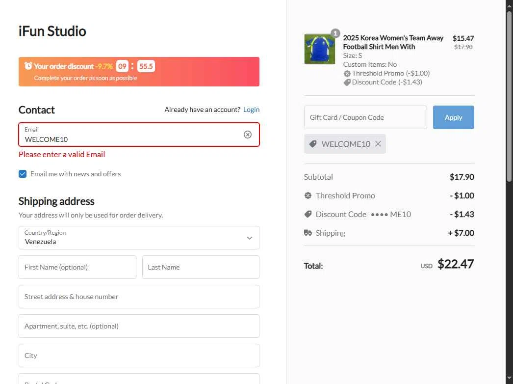 iFun Studio checkout page showing iFun Studio promo code box | Screenshot taken by SimplyCodes community member on Sep 26, 2025