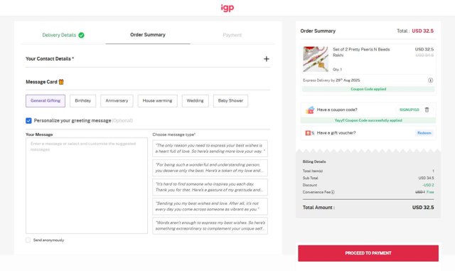 IGP.com checkout page showing IGP.com coupon code box | Screenshot taken by SimplyCodes community member on Aug 24, 2025