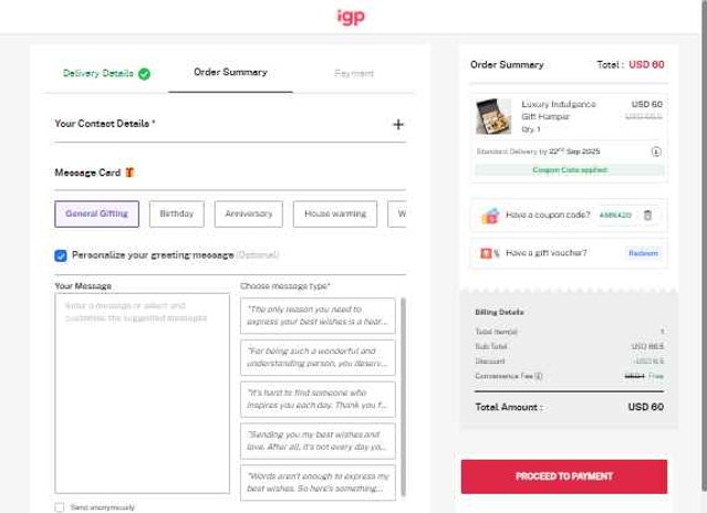 IGP.com checkout page showing IGP.com coupon code box | Screenshot taken by SimplyCodes community member on Sep 3, 2025