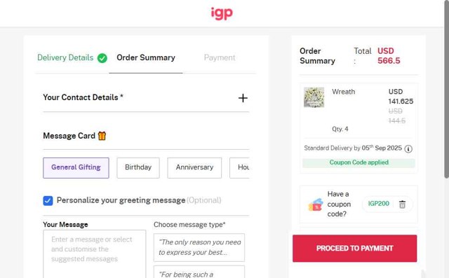 IGP.com checkout page showing IGP.com coupon code box | Screenshot taken by SimplyCodes community member on Sep 5, 2025