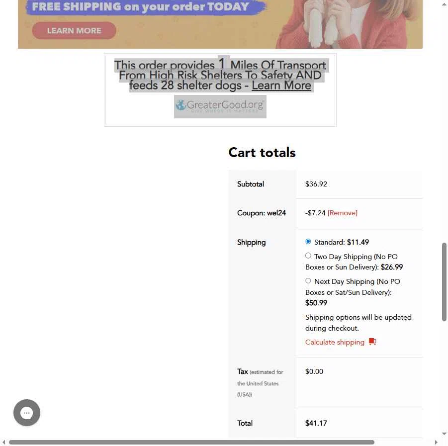 iHeartDogs checkout page showing iHeartDogs coupon code box | Screenshot taken by SimplyCodes community member on Jan 4, 2026