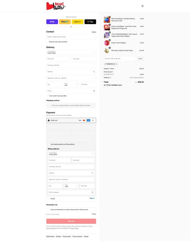 I Heart Guts checkout page showing I Heart Guts discount code box | Screenshot taken by SimplyCodes community member on Sep 12, 2025