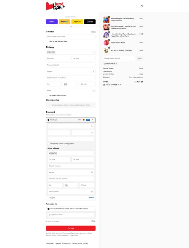 I Heart Guts checkout page showing I Heart Guts discount code box | Screenshot taken by SimplyCodes community member on Sep 16, 2025