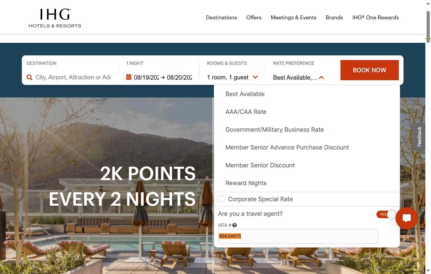 Verification screenshot for Click on Rate Preference Referral Bonus Code Applied Automatically (members Only) at IHG — 9mo ago