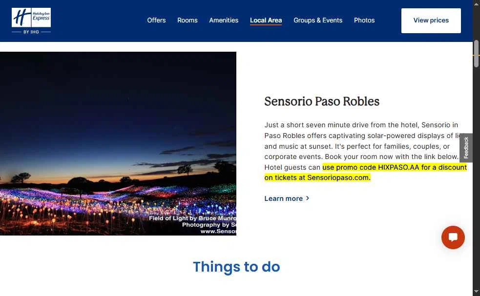 Verification screenshot for Discount Special Tickets at Sensoriopaso at IHG — 5mo ago