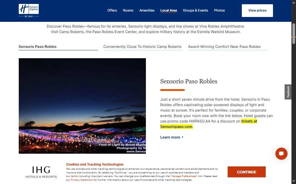 Verification screenshot for Discount Special Tickets at Sensoriopaso at IHG — 7mo ago