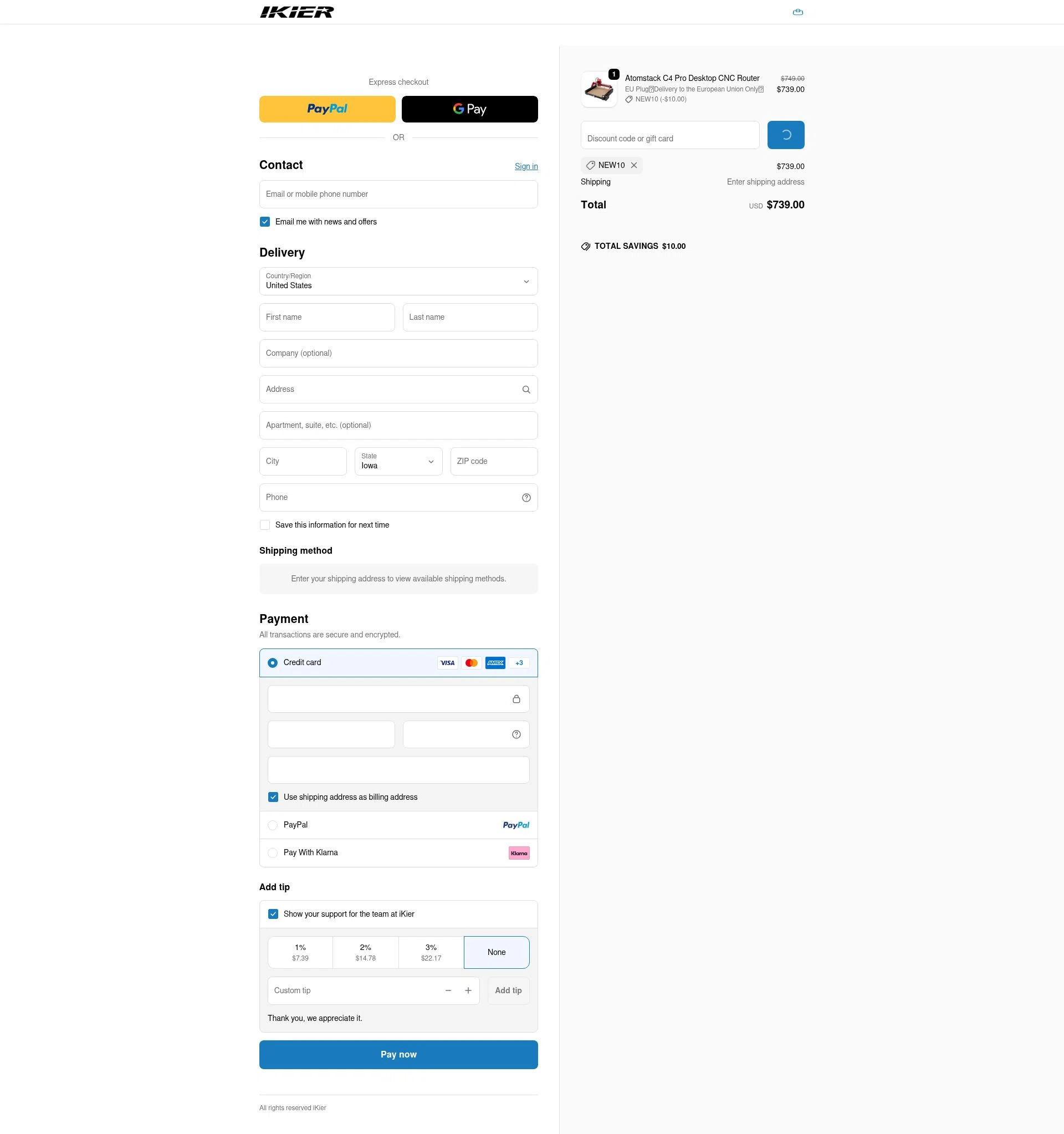 iKier checkout page showing iKier coupon code box | Screenshot taken by SimplyCodes community member on Jan 3, 2026