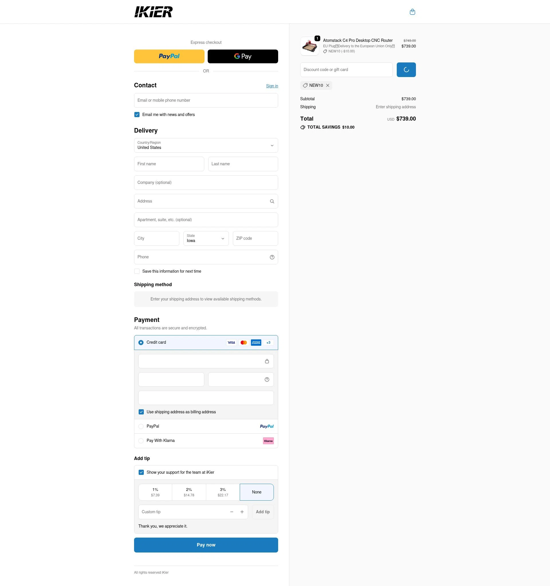 iKier checkout page showing iKier coupon code box | Screenshot taken by SimplyCodes community member on Dec 29, 2025