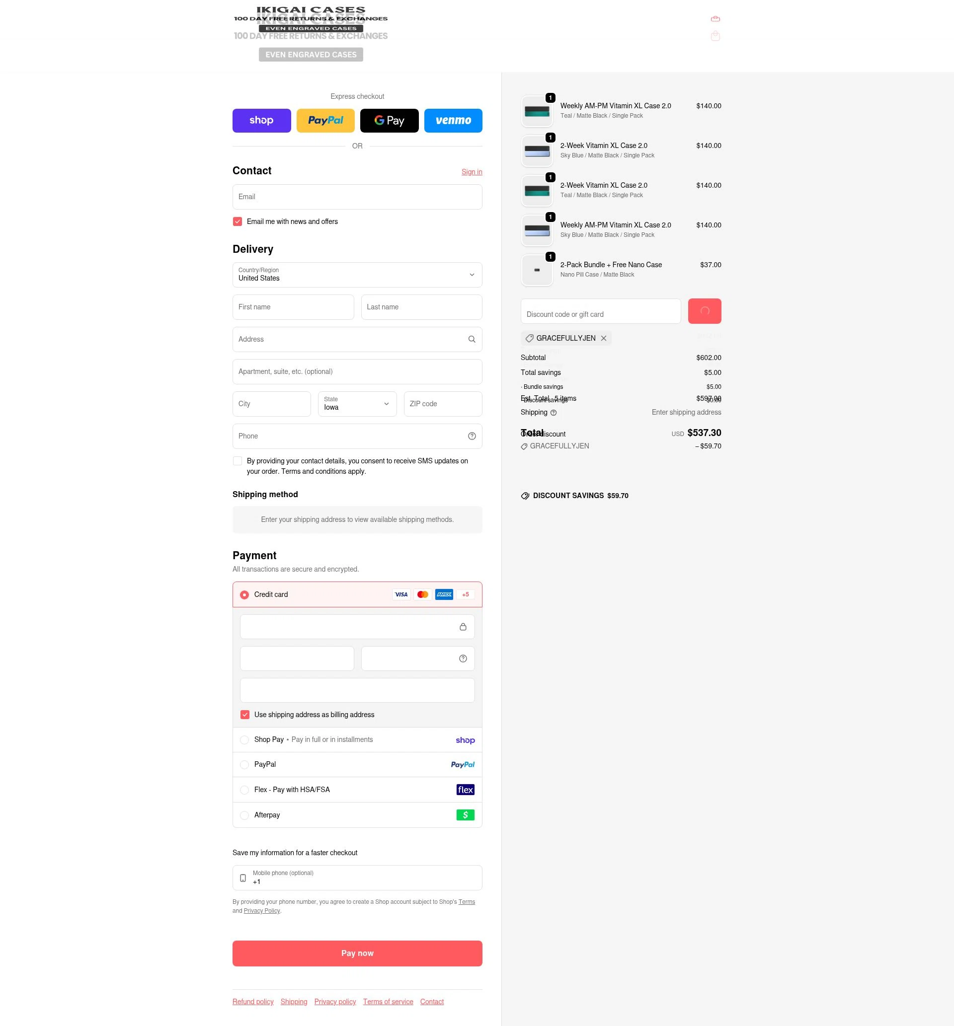 Ikigai Cases checkout page showing Ikigai Cases discount code box | Screenshot taken by SimplyCodes community member on Feb 11, 2026