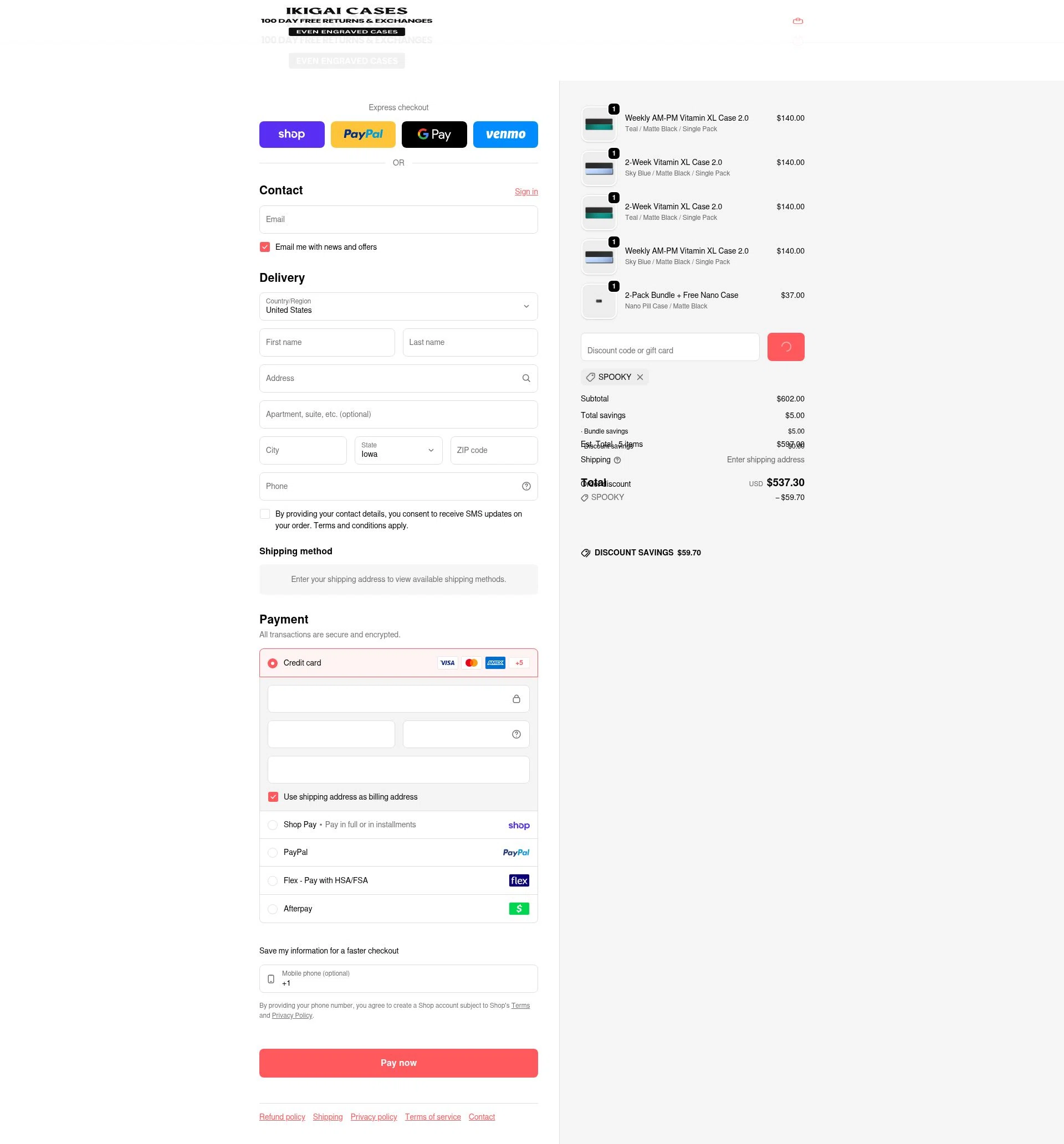 Ikigai Cases checkout page showing Ikigai Cases discount code box | Screenshot taken by SimplyCodes community member on Feb 13, 2026
