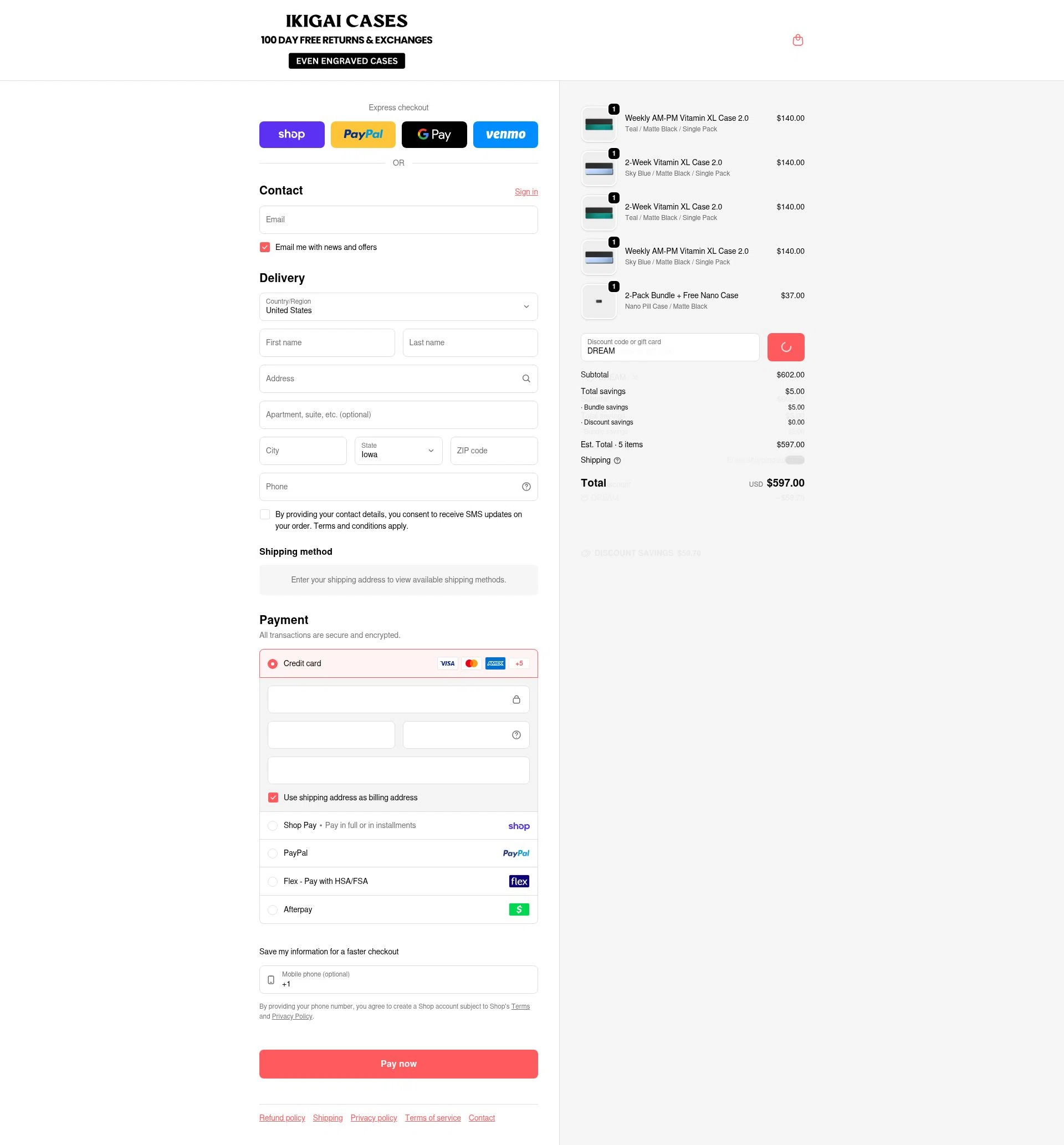 Ikigai Cases checkout page showing Ikigai Cases discount code box | Screenshot taken by SimplyCodes community member on Feb 9, 2026