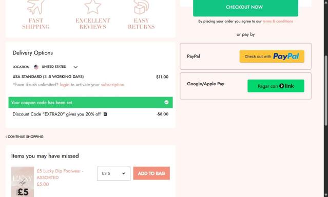 Ikrush checkout page showing Ikrush promo code box | Screenshot taken by SimplyCodes community member on Aug 27, 2025
