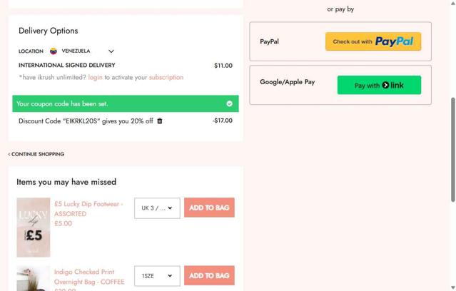Ikrush checkout page showing Ikrush promo code box | Screenshot taken by SimplyCodes community member on Aug 22, 2025