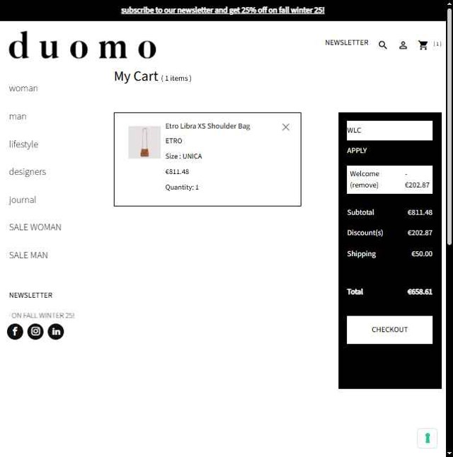Il Duomo checkout page showing Il Duomo promo code box | Screenshot taken by SimplyCodes community member on May 9, 2025