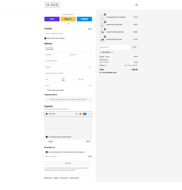 Ilios Lighting checkout page showing Ilios Lighting discount code box | Screenshot taken by SimplyCodes community member on Sep 12, 2025