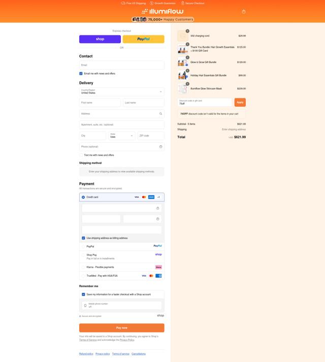 Illumiflow checkout page showing Illumiflow promo code box | Screenshot taken by SimplyCodes community member on Sep 11, 2025