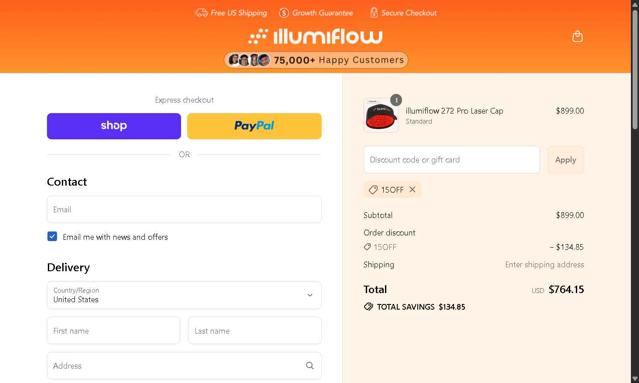 Illumiflow checkout page showing Illumiflow promo code box | Screenshot taken by SimplyCodes community member on Sep 11, 2025