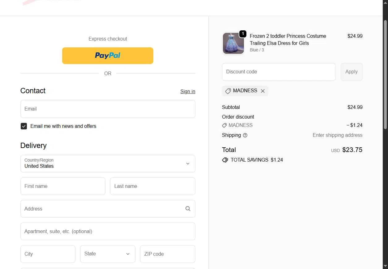 I Love The Dress checkout page showing I Love The Dress discount code box | Screenshot taken by SimplyCodes community member on Jan 2, 2026