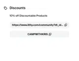 CAMPWITHKRIS coupon verification screenshot