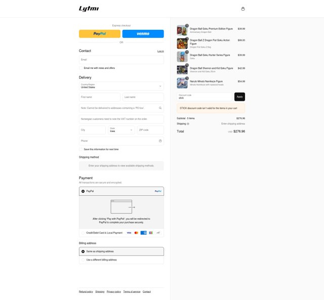 Lytmi checkout page showing Lytmi discount code box | Screenshot taken by SimplyCodes community member on Sep 4, 2025
