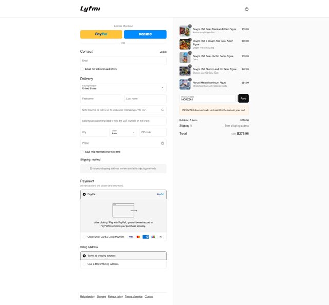 Lytmi checkout page showing Lytmi discount code box | Screenshot taken by SimplyCodes community member on Sep 4, 2025